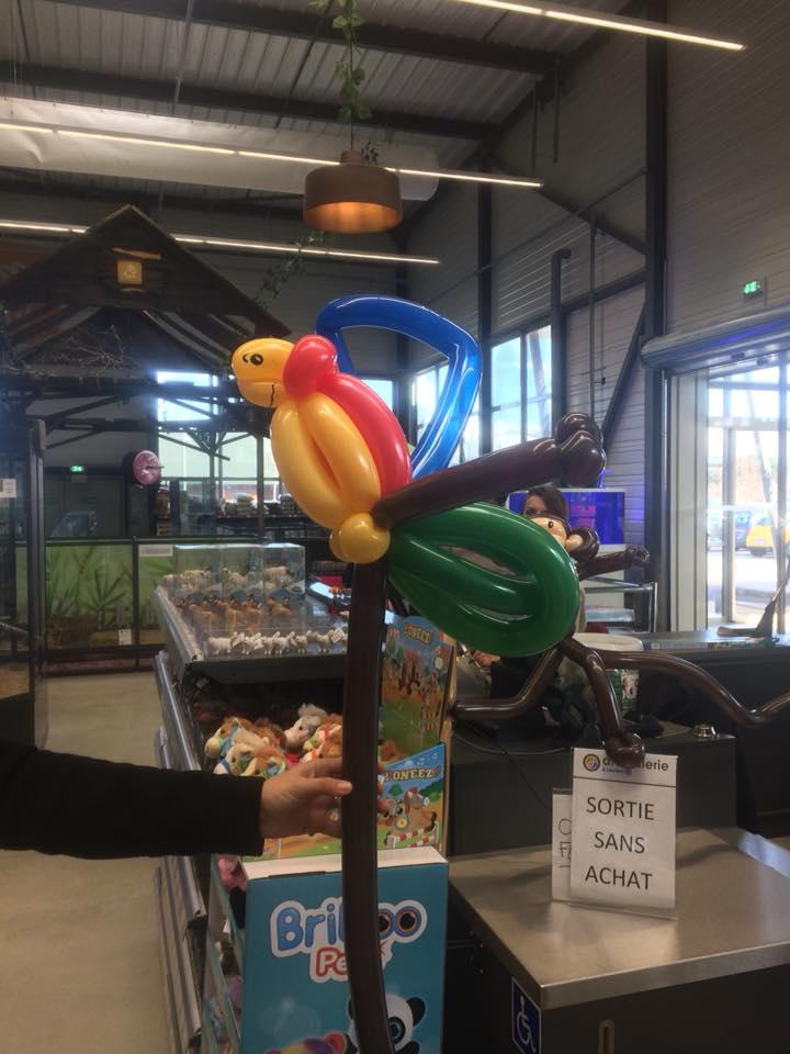 Sculptures Perroquet et singe - Animalerie Leclerc - Bourg les Valence